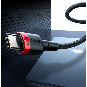 Cafule Nylon καλώδιο USB-C παράδοση ισχύος 2.0 100W 20V 5A 2M γκρι
