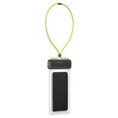 Caso de capa impermeável universal para telefone Max 7.2 '' na piscina sobre a água amarela