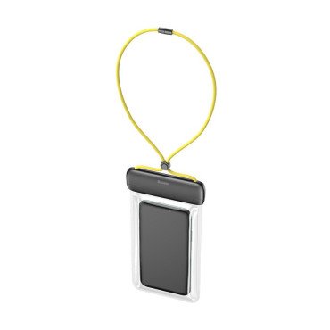 Caso de capa impermeável universal para telefone Max 7.2 '' na piscina sobre a água amarela