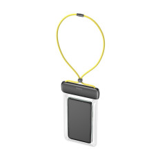 Caso de capa impermeável universal para telefone Max 7.2 '' na piscina sobre a água amarela