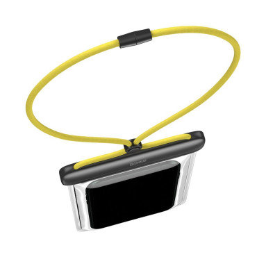 Caso de capa impermeável universal para telefone Max 7.2 '' na piscina sobre a água amarela