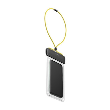 Caso de capa impermeável universal para telefone Max 7.2 '' na piscina sobre a água amarela