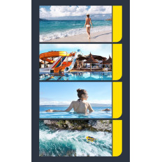 Caso de capa impermeável universal para telefone Max 7.2 '' na piscina sobre a água amarela