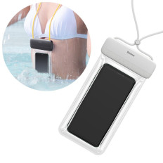 Funda de caja impermeable universal para teléfono MAX 7.2 '' en la piscina sobre agua blanca