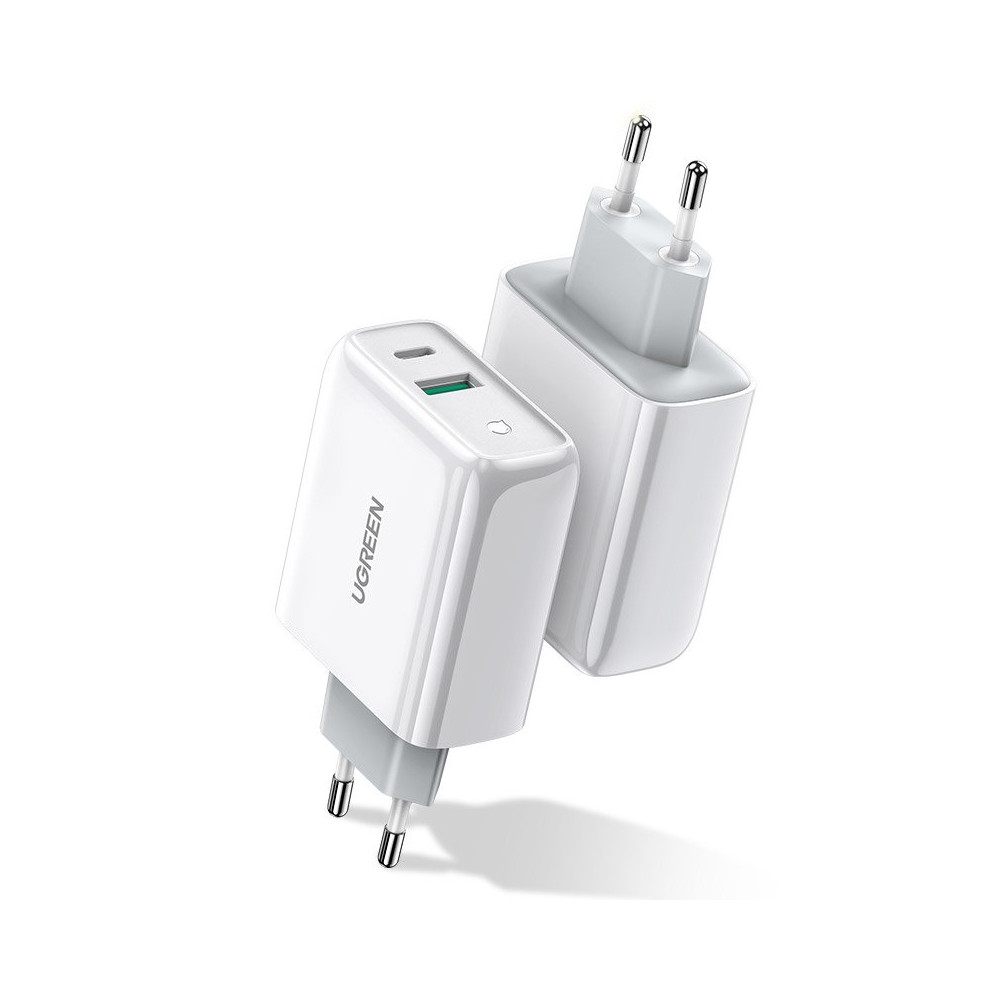 Carregador de rede Rápido USB-C + USB 36 em carga rápida 4.0 entrega de energia branca