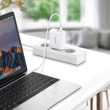 Rask USB-C + USB 36 nettverkslader i hurtig lading 4.0 Strømlevering Hvit