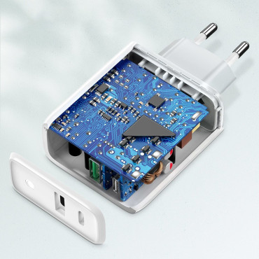 Carregador de rede Rápido USB-C + USB 36 em carga rápida 4.0 entrega de energia branca