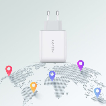Carregador de rede Rápido USB-C + USB 36 em carga rápida 4.0 entrega de energia branca