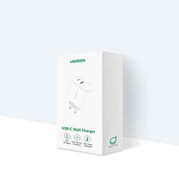 Hitro USB-C + USB 36 Omrežni polnilnik v Quick Charge 4.0 Power Dostava Bela