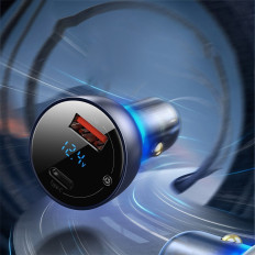 USB + USB-C 65W Quick Charge LCD ekrāns caurspīdīgs ekrāns