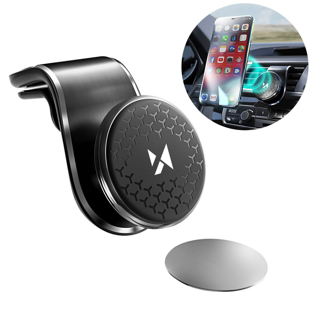 Poignée magnétique au téléphone pour une grille de voiture rotative 360 noir