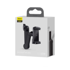 Porte-voiture pour le téléphone sur l'appui-tête avec un chargeur sans fil Qi 15 en noir