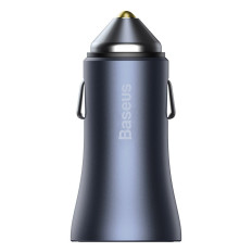 Carregador de carro rápido USB-C + USB 40W Dourado Contator Pro Gray