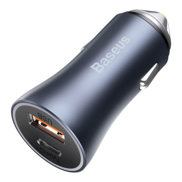 Carregador de carro rápido USB-C + USB 40W Dourado Contator Pro Gray