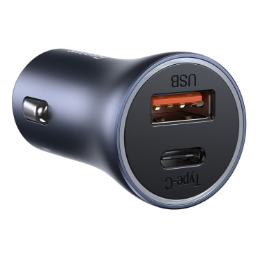 Carregador de carro rápido USB-C + USB 40W Dourado Contator Pro Gray
