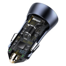 Carregador de carro rápido USB-C + USB 40W Dourado Contator Pro Gray