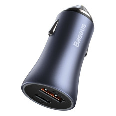 Carregador de carro rápido USB-C + USB 40W Dourado Contator Pro Gray