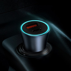 Carregador de carro rápido USB-C + USB 40W Dourado Contator Pro Gray