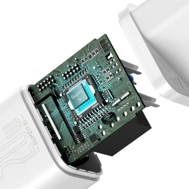 Hitri nakladalec za iPhone Suki SI 1C 20W Power Dostava + USB-C kabel - Lightning 1M Bela