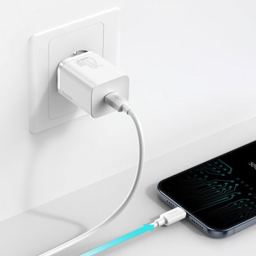 Brzo utovarivač za iPhone Suki SI 1C 20W Power Dostava + USB-C kabel - Munja 1m bijela