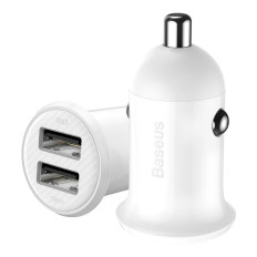 Bil laddare för korn pro 2x USB cigarett lättare 4.8a vit