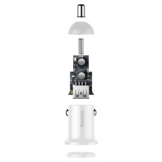 Bil laddare för korn pro 2x USB cigarett lättare 4.8a vit
