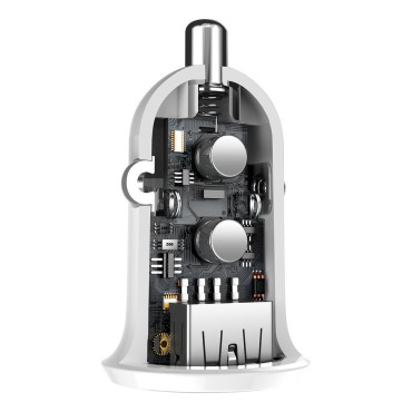 Bil laddare för korn pro 2x USB cigarett lättare 4.8a vit