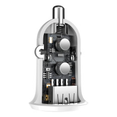 Bil laddare för korn pro 2x USB cigarett lättare 4.8a vit