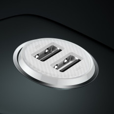 Bil laddare för korn pro 2x USB cigarett lättare 4.8a vit