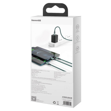 Rapid 3In1 USB-C Cable - USB-C / Lightning / Micro USB 20 W 1,5 m zaļš
