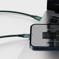 Rapid 3in1 USB-C kabelis - USB-C / Žaibas / Mikro USB 20 W 1,5 m Green