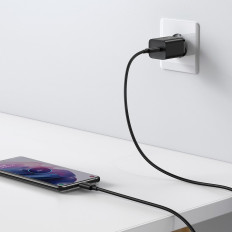 Carregador de rede rápido Suki Si QC PD 25W 3A + USB-C 1M Cable Preto
