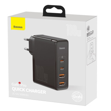 Rask Gan2 Pro USB USB-C QC PD 100W Black Network Lader