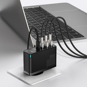 Snabb Gan2 Pro USB USB-C QC PD 100W Svart nätverksladdare