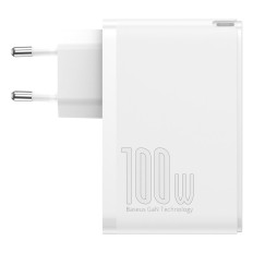 Ātrais tīkla lādētājs GAN2 PRO USB USB-C QC PD 100W balts