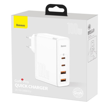 Snelle netwerklader Gan2 Pro USB USB-C QC PD 100W White