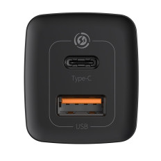 Ātrais tīkla lādētājs GAN2 PRO USB USB-C QC PD 65W melns