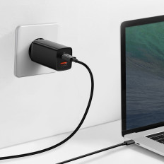 Ātrais tīkla lādētājs GAN2 PRO USB USB-C QC PD 65W melns