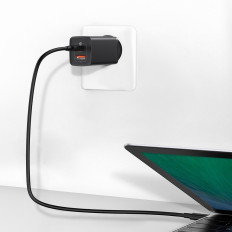 Ātrais tīkla lādētājs GAN2 PRO USB USB-C QC PD 65W melns