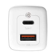 Carregador de rede rápido Gan2 Pro USB USB-C QC PD 65W Branco