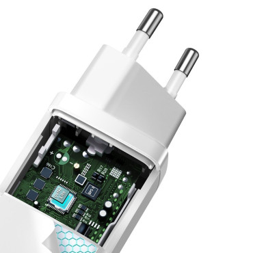 Carregador de rede rápido Gan2 Pro USB USB-C QC PD 65W Branco
