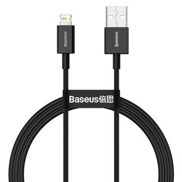 Overlegen kabelkabel for iPhone USB - Lightning 2.4a 1m svart