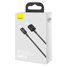 Overlegen kabelkabel for iPhone USB - Lightning 2.4a 1m svart