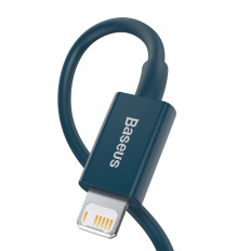 Superior kabeļu kabelis iPhone USB - Zibens 2.4a 1m zils