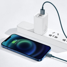 Câble de câble supérieur pour iPhone USB - Lightning 2.4A 1M Bleu