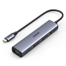 Jakelija Hub-C-hihna-C 4x USB 3.2 hopeaa