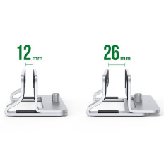 Vertikal stativhållare står på MacBook Laptop tablett aluminium silver