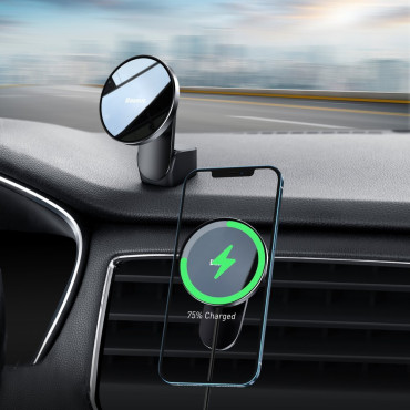 Carregador magnético do carro Carregador indutivo Qi 15W MagSafe para iPhone Preto
