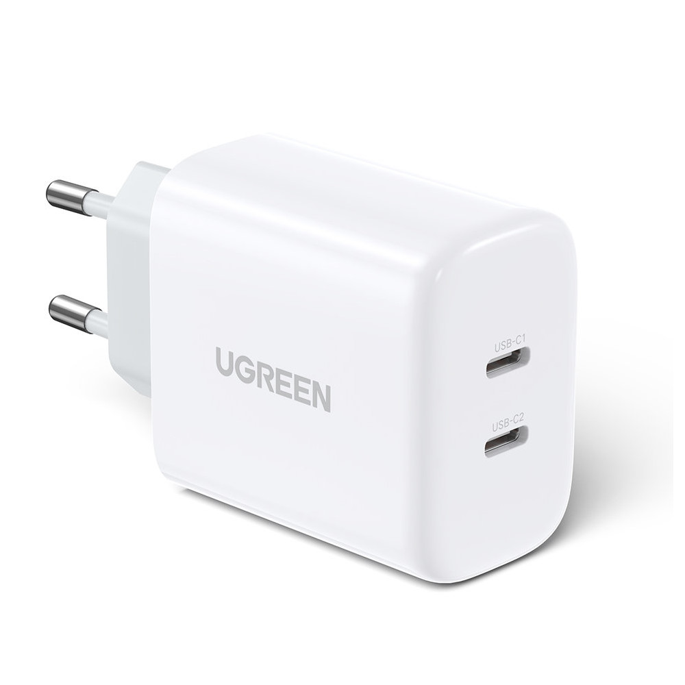 Netwerkoplader voor 2x USB-C 40W POWER LEVERING WIT Netwerkoplader voor 2x USB-C 40W POWER LEVERING WIT