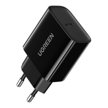 Tīkla lādētājs USB-C0W Power nodrošina melnu
